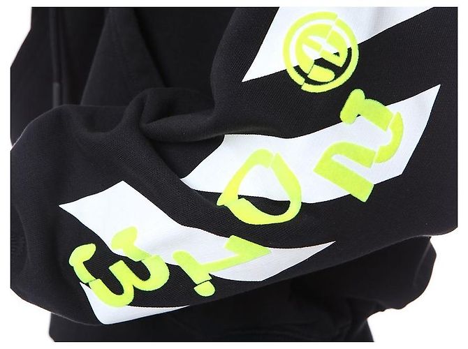 Off White Velours-Hoodie mit Schriftzug - Ansicht 23