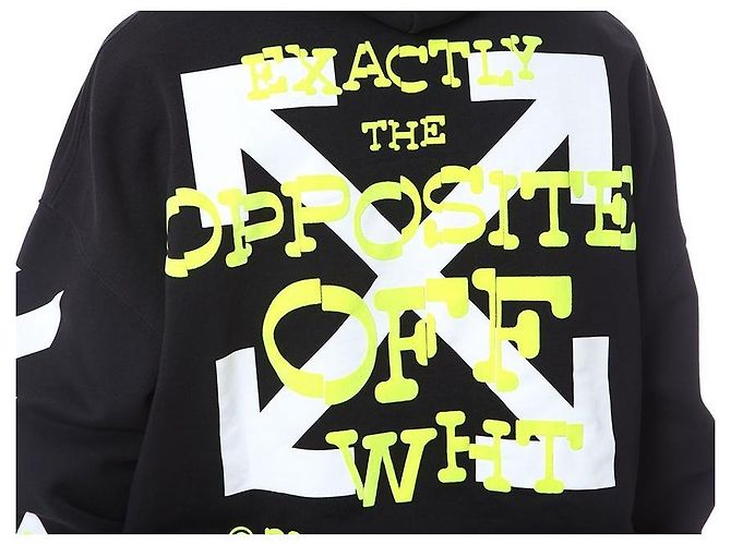 Off White Velours-Hoodie mit Schriftzug - Ansicht 24