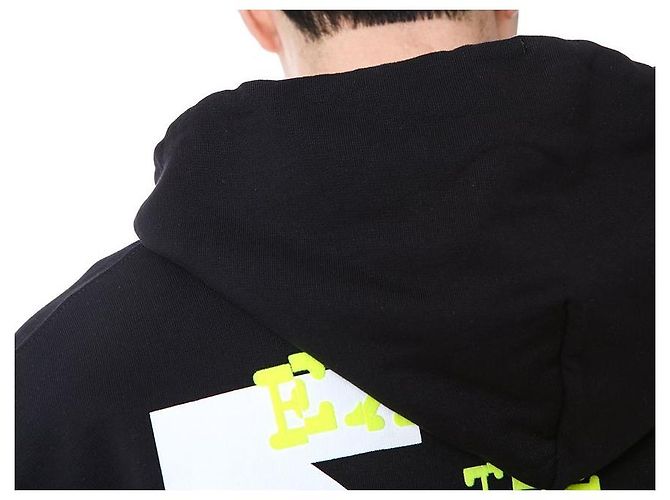 Off White Velours-Hoodie mit Schriftzug - Ansicht 25