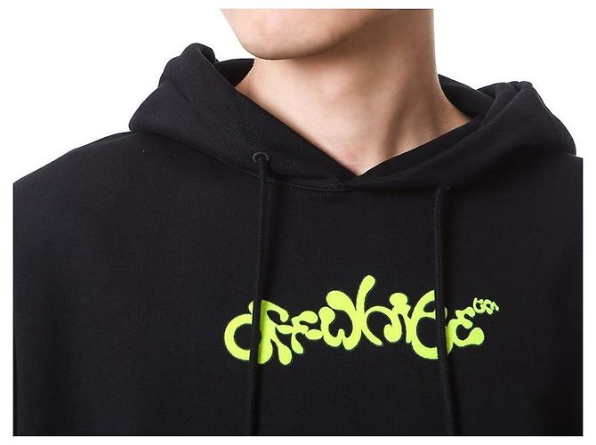Off White Velours-Hoodie mit Schriftzug - Ansicht 4