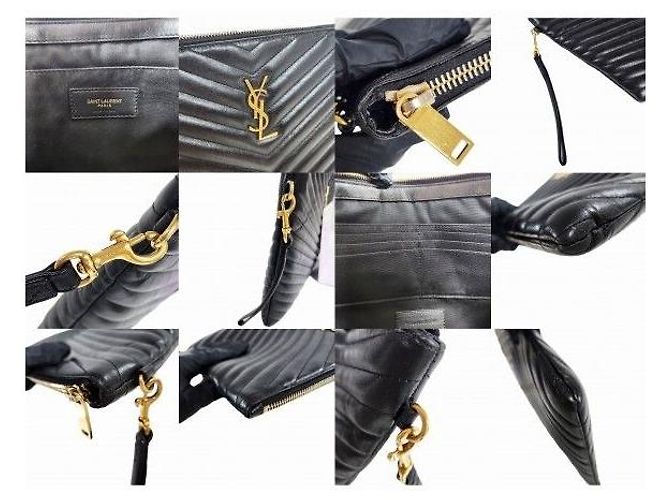 Autre Marque Clutch com alça e porta-documentos monograma matelassé preto - vista 10