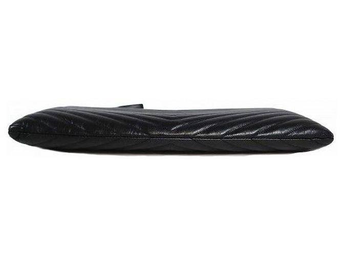 Autre Marque Clutch com alça e porta-documentos monograma matelassé preto - vista 6