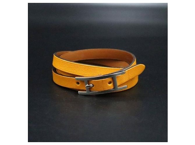 Hermès Bracciale HAPI DUBBLE TOUR in pelle con logo argento da donna - vista 3