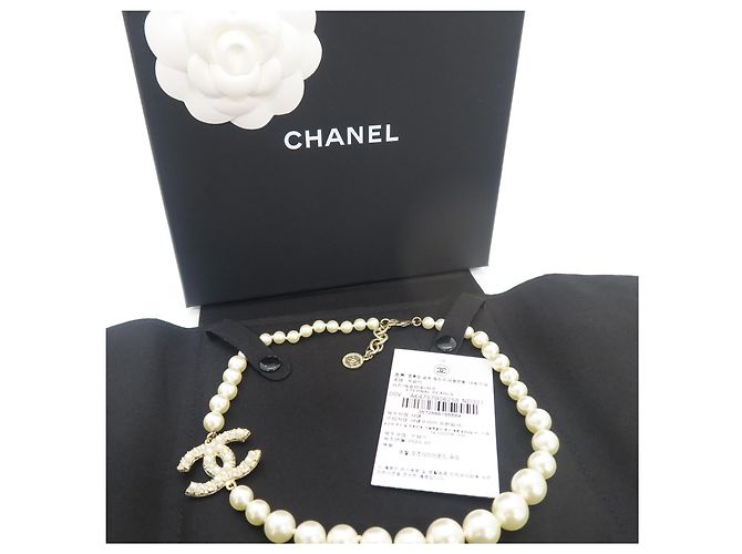 Chanel Collana d'oro per anniversario con perle e logo CC originale - vista 2