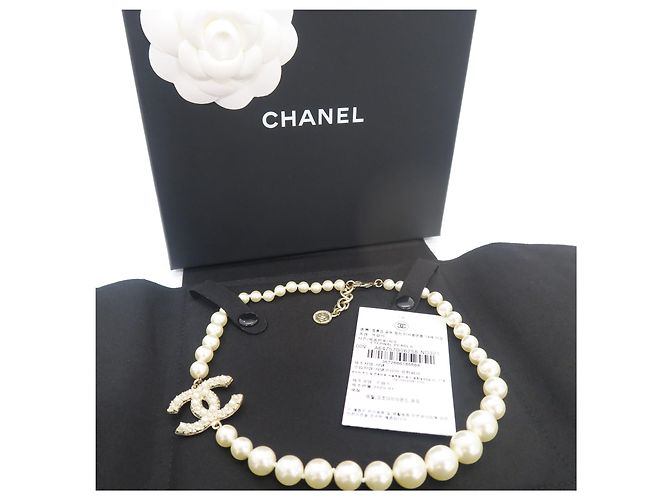Chanel Collana d'oro per anniversario con perle e logo CC originale - vista 5