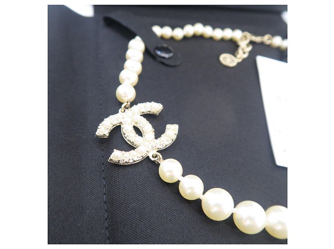 Chanel Collana d'oro per anniversario con perle e logo CC originale - vista 7