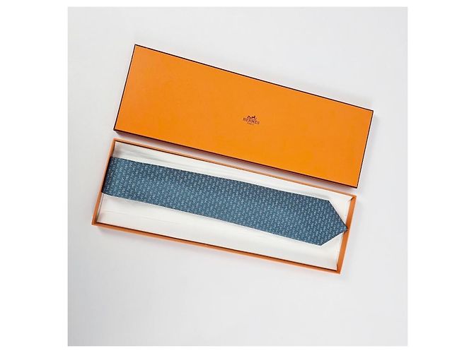 Hermès Cravatta Maillons Rythmes tie cm in seta da uomo blu - vista 10