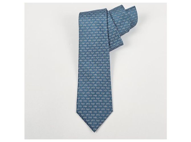 Hermès Cravatta Maillons Rythmes tie cm in seta da uomo blu - vista 5