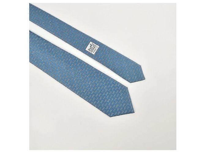 Hermès Cravatta Maillons Rythmes tie cm in seta da uomo blu - vista 7