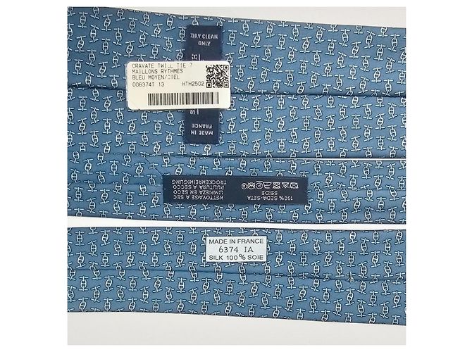 Hermès Cravatta Maillons Rythmes tie cm in seta da uomo blu - vista 9