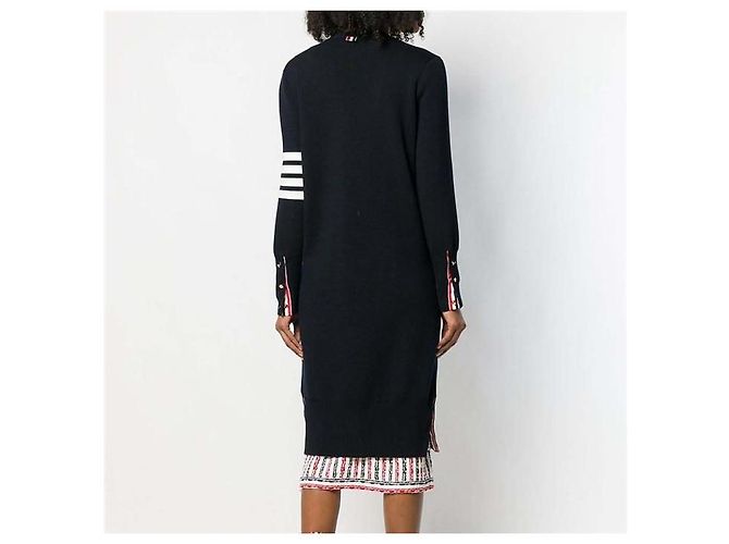 Thom Browne Stitch Damen Langcardigan aus Wolle Navy - Ansicht 4
