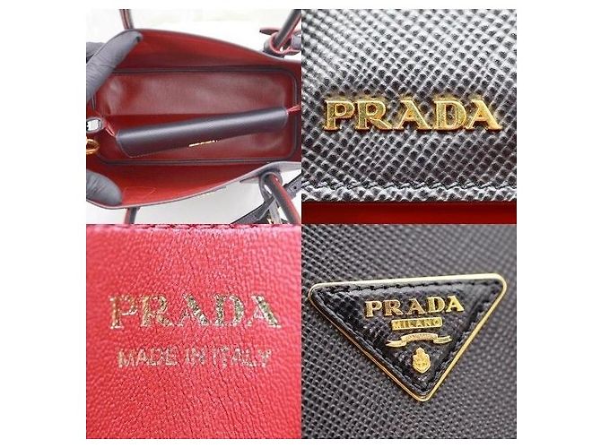 Prada Piccola borsa in pelle Saffiano nera con logo triangolare Quir - vista 7