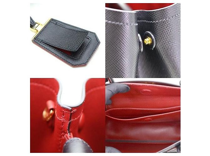 Prada Piccola borsa in pelle Saffiano nera con logo triangolare Quir - vista 8