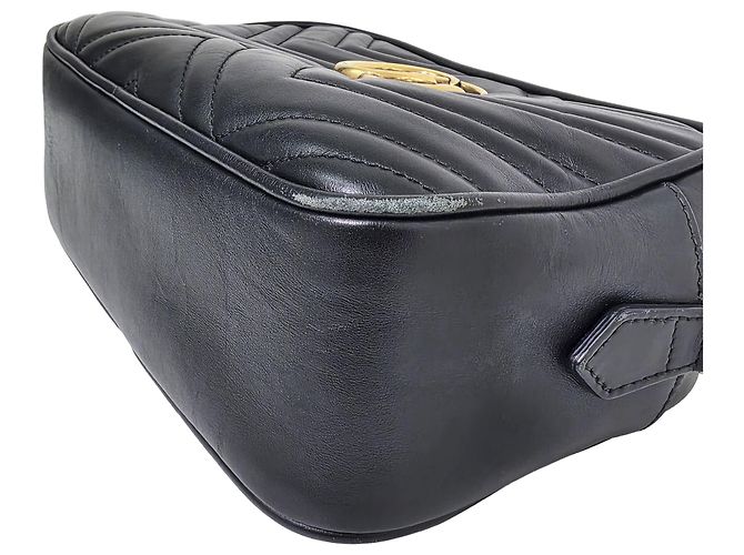 Gucci Borsa a tracolla con catena Marmont Matelassé Camera Bag Nero Oro - vista 8