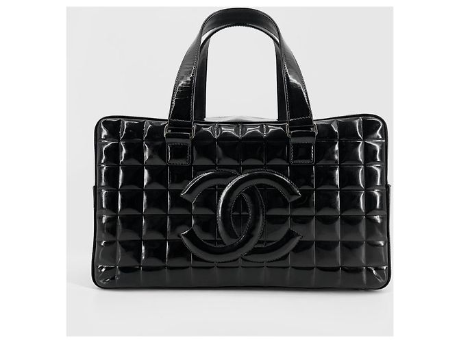 Chanel Borsa Tote Boston in Vernice Chocolate Bar - vista 10