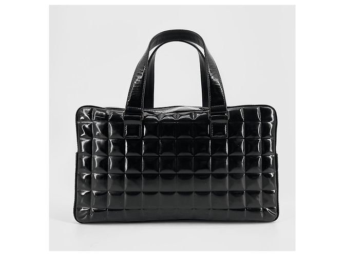 Chanel Borsa Tote Boston in Vernice Chocolate Bar - vista 3