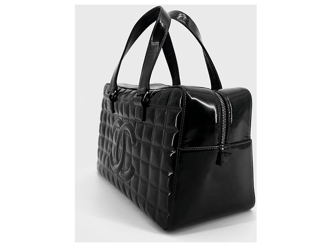 Chanel Borsa Tote Boston in Vernice Chocolate Bar - vista 4