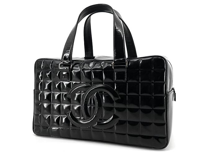 Chanel Borsa Tote Boston in Vernice Chocolate Bar - vista 9