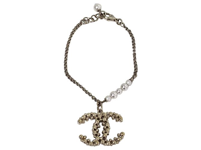 Chanel Bracciale a catena con pendente in perle e cristalli logo CC Gold - vista 5