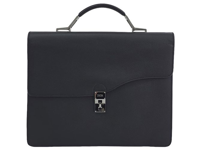 Dior Borsetta Elite Saddle Flap in pelle di vitello grana Borsa porta documenti Silver Black - vista 4