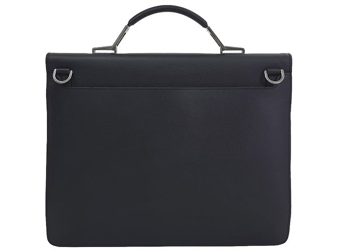 Dior Borsetta Elite Saddle Flap in pelle di vitello grana Borsa porta documenti Silver Black - vista 5