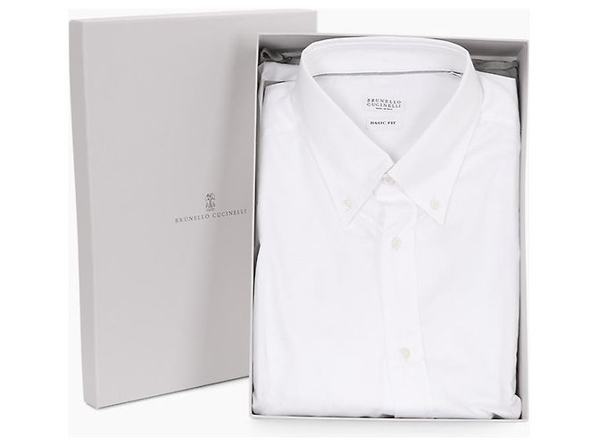 Brunello Cucinelli Camicia in twill bianco con bottoni - vista 10