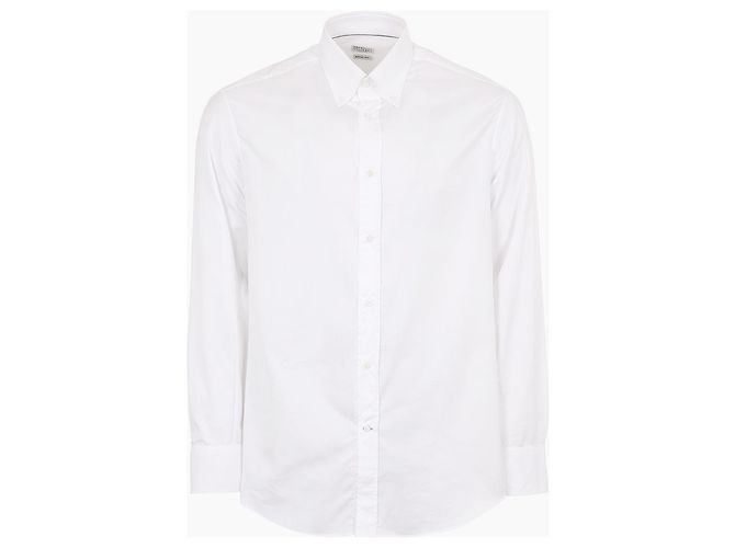Brunello Cucinelli Camicia in twill bianco con bottoni - vista 2