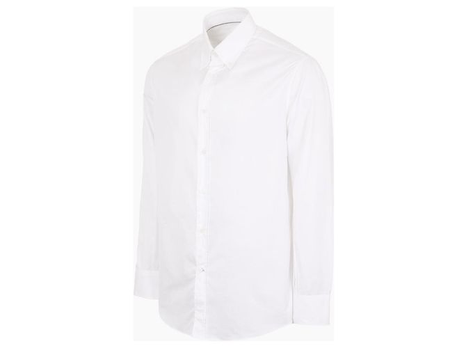 Brunello Cucinelli Camicia in twill bianco con bottoni - vista 3
