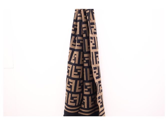 Fendi Sciarpa in jacquard FF in lana e seta Brown TU - vista 2