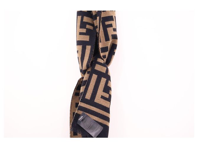Fendi Sciarpa in jacquard FF in lana e seta Brown TU - vista 3