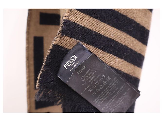 Fendi Sciarpa in jacquard FF in lana e seta Brown TU - vista 4