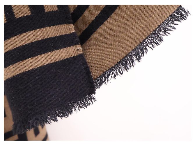 Fendi Sciarpa in jacquard FF in lana e seta Brown TU - vista 5