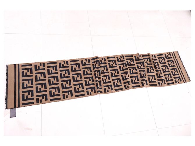 Fendi Sciarpa in jacquard FF in lana e seta Brown TU - vista 7