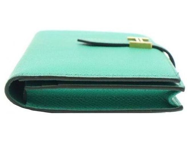 Hermès Bi-Fold Geldbörse vergoldet grün (Stamp) - Ansicht 4