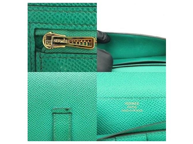 Hermès Bi-Fold Geldbörse vergoldet grün (Stamp) - Ansicht 6