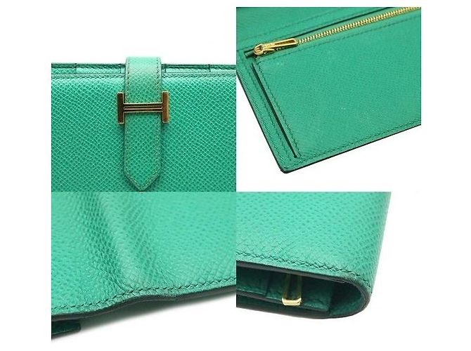 Hermès Bi-Fold Geldbörse vergoldet grün (Stamp) - Ansicht 7