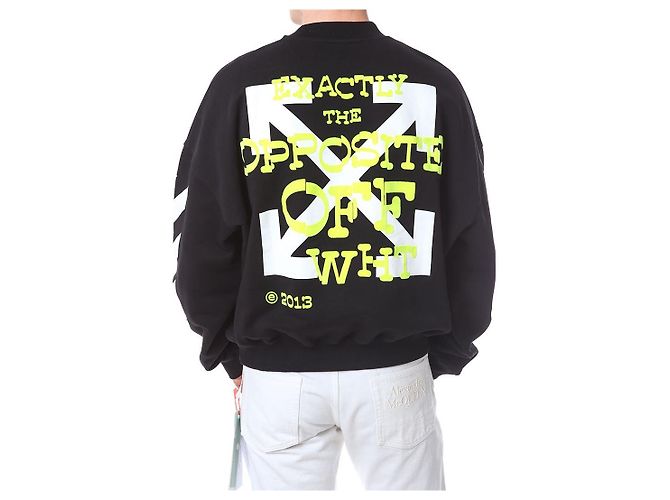 Off White Sweatshirt mit Neon-Velours-Buchstaben-Patch - Ansicht 10