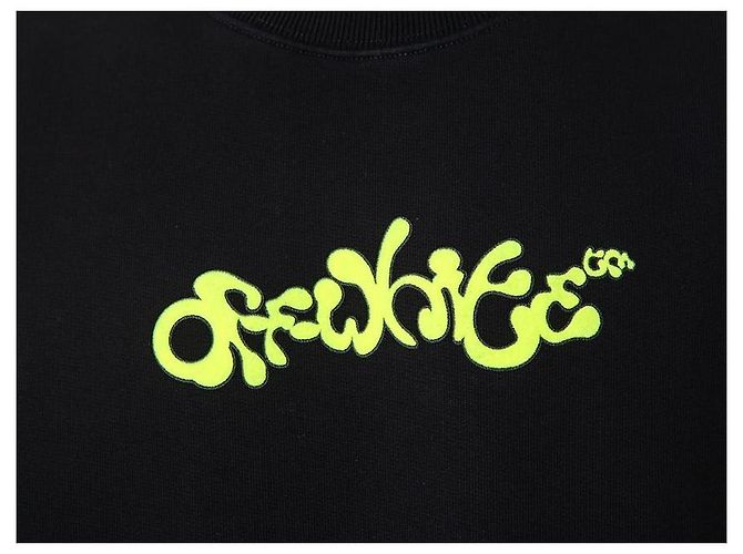 Off White Sweatshirt mit Neon-Velours-Buchstaben-Patch - Ansicht 20