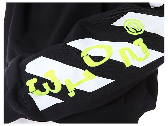 Off White Sweatshirt mit Neon-Velours-Buchstaben-Patch - Ansicht 22