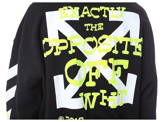 Off White Sweatshirt mit Neon-Velours-Buchstaben-Patch - Ansicht 25