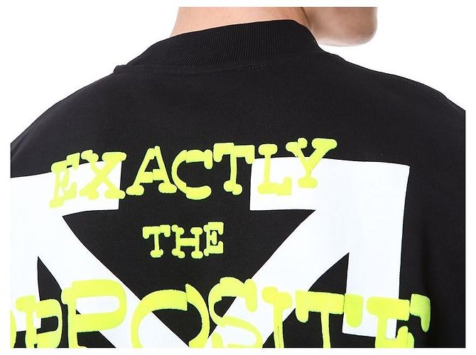 Off White Sweatshirt mit Neon-Velours-Buchstaben-Patch - Ansicht 8