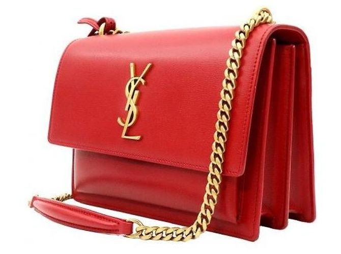 Autre Marque Borsa a tracolla Sunset Medium in vitello rosso con catena dorata - vista 2