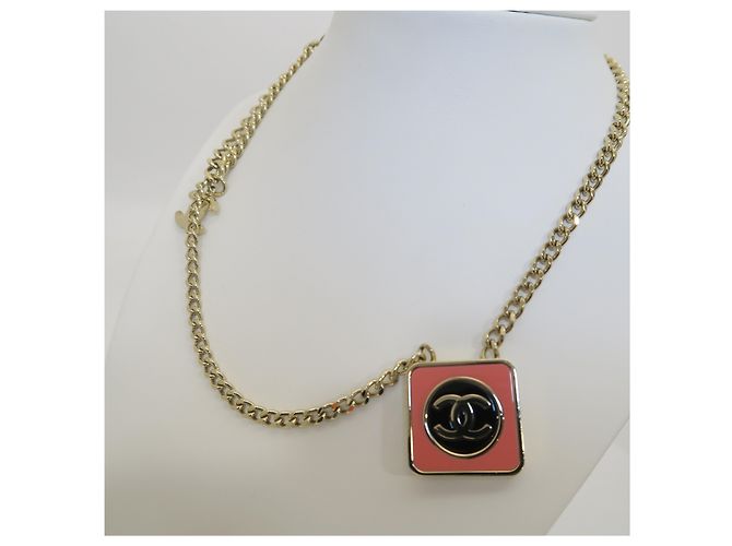 Chanel Collana Square CC Logo Pink Gold - vista 4