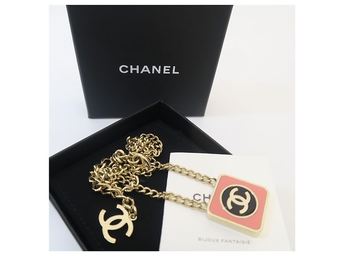 Chanel Collana Square CC Logo Pink Gold - vista 5