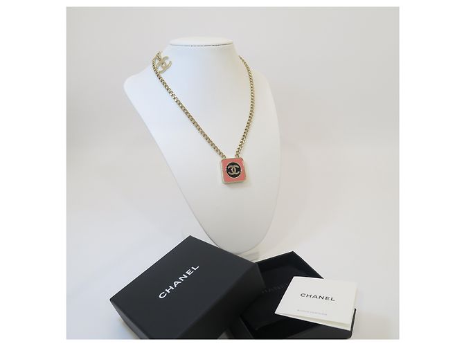 Chanel Collana Square CC Logo Pink Gold - vista 7
