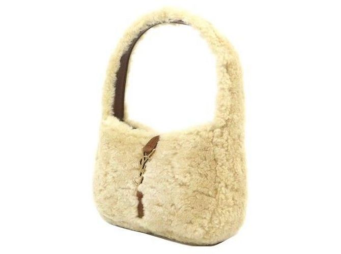 Autre Marque Mini borsa a tracolla hobo in shearling beige - vista 3