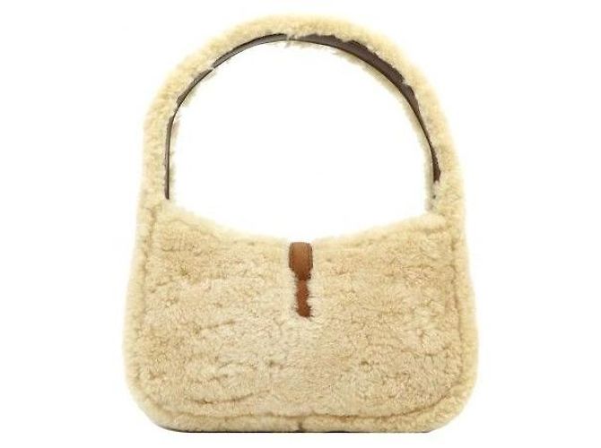 Autre Marque Mini borsa a tracolla hobo in shearling beige - vista 4