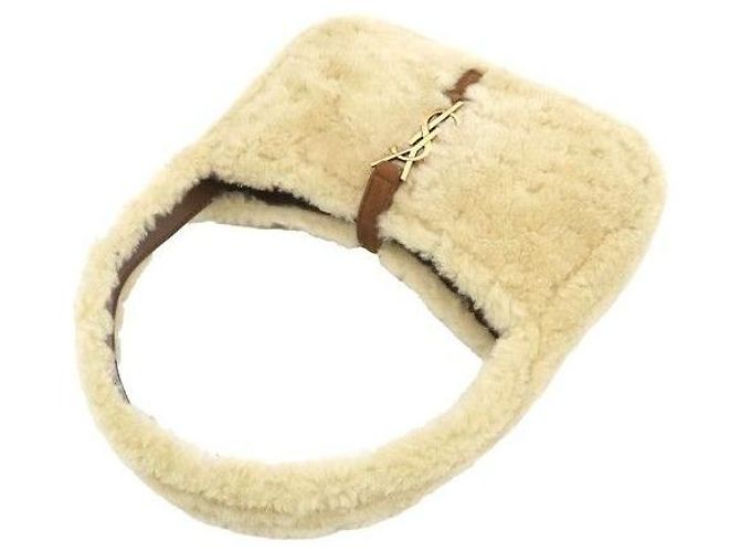 Autre Marque Mini borsa a tracolla hobo in shearling beige - vista 5