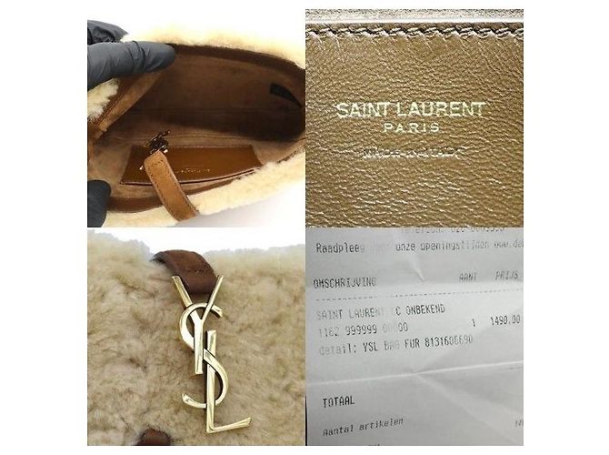 Autre Marque Mini borsa a tracolla hobo in shearling beige - vista 8