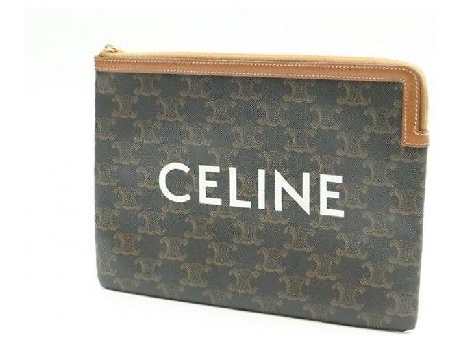 Céline Triomphe Small Canvas Tan Lambskin Pouch - Ansicht 3